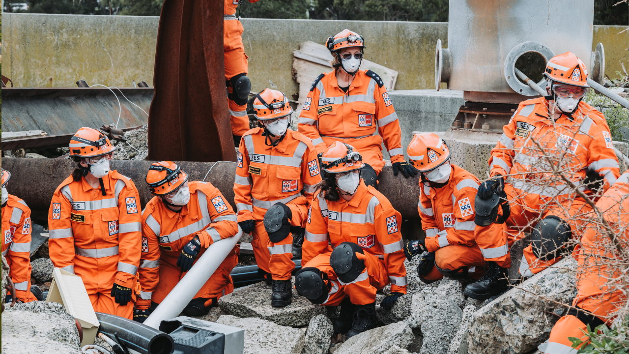 Victorian SES people working on a site Victorian SES people working on a site